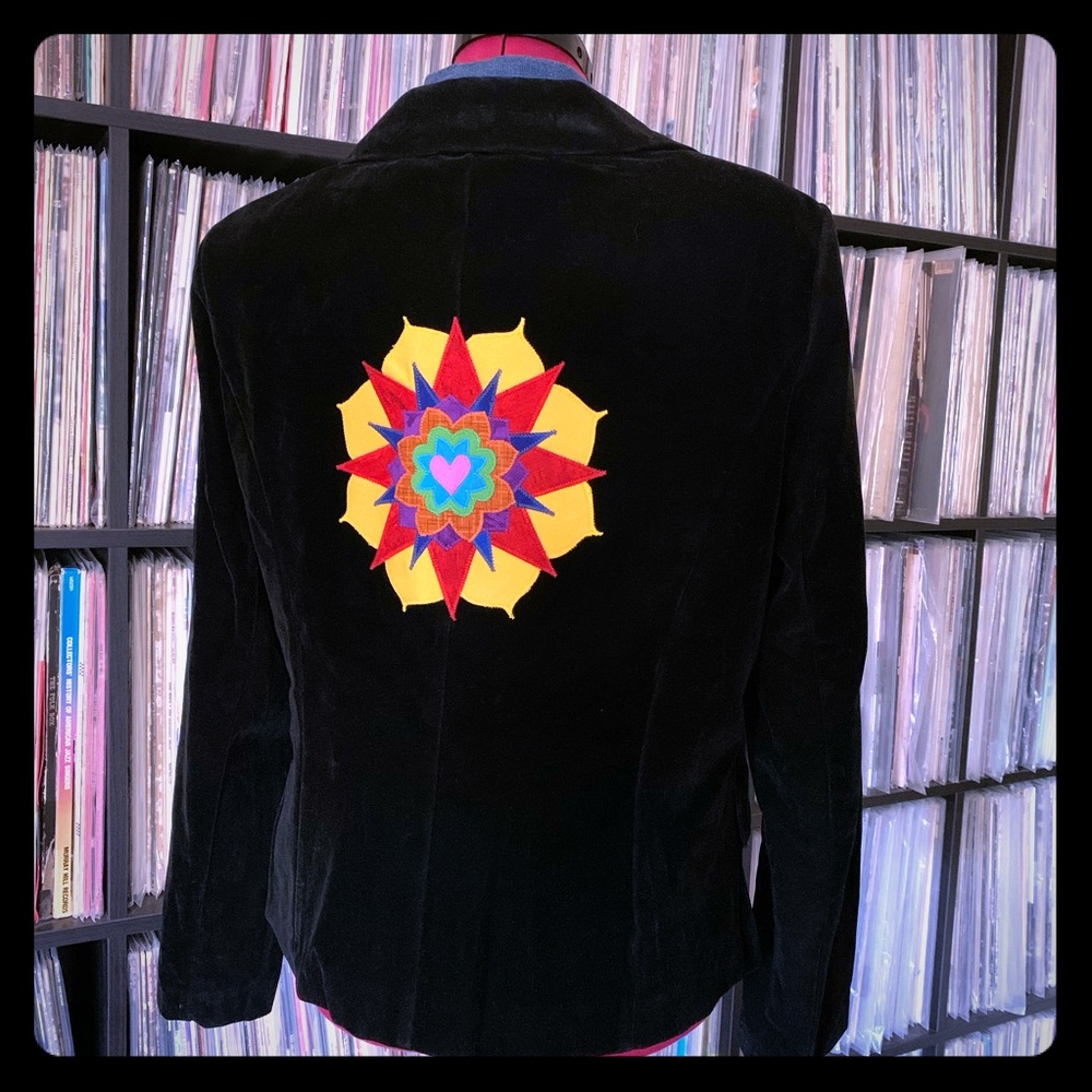 Black Velvet Blazer Mandala Patchwork Patch Love L - image 1
